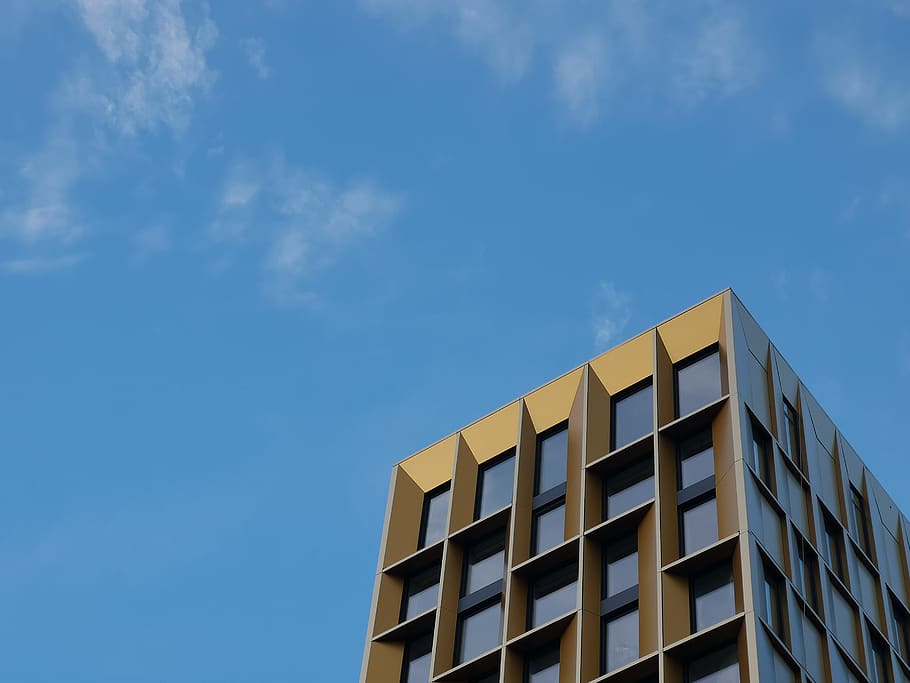 gray and brown building, office building, condo, housing, town HD wallpaper