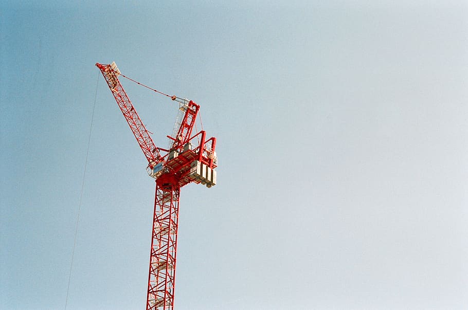 sky, crane - construction machinery, architecture, tall - high HD wallpaper