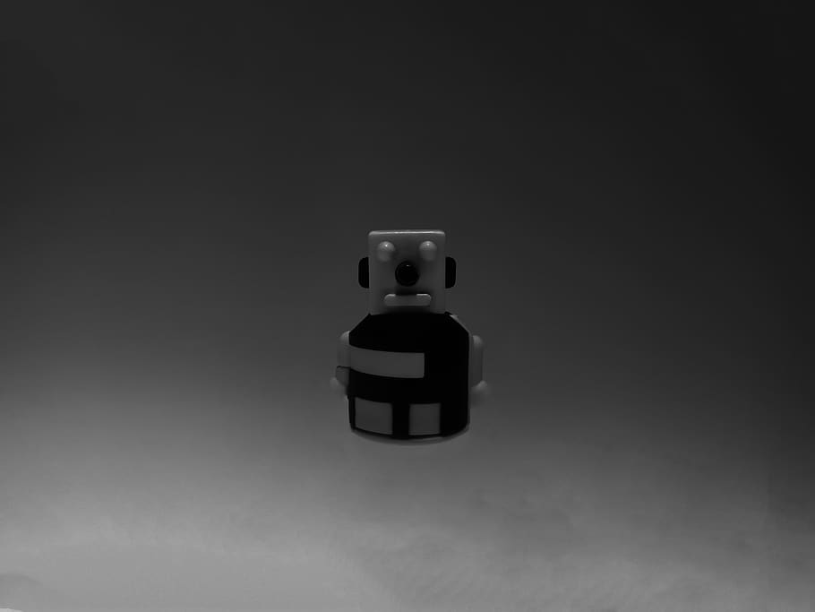 robot, old, dark, kid, toy, toys, black and white, indoors HD wallpaper