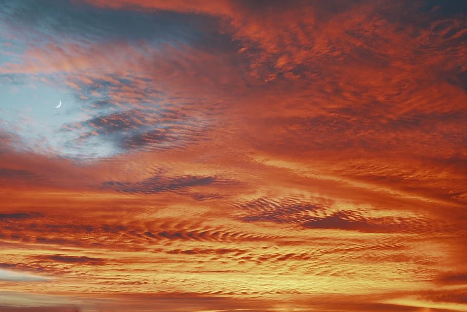 golden hour sky, nature, outdoors, sunset, dusk, red sky, dawn, HD wallpaper