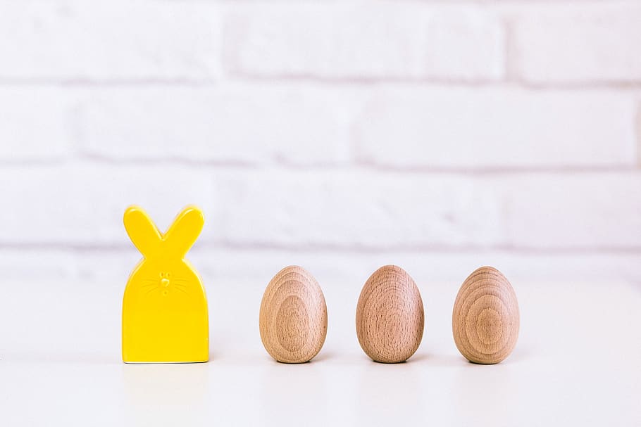 bunny, toy, eggs, eater, studio shot, indoors, still life, no people HD wallpaper