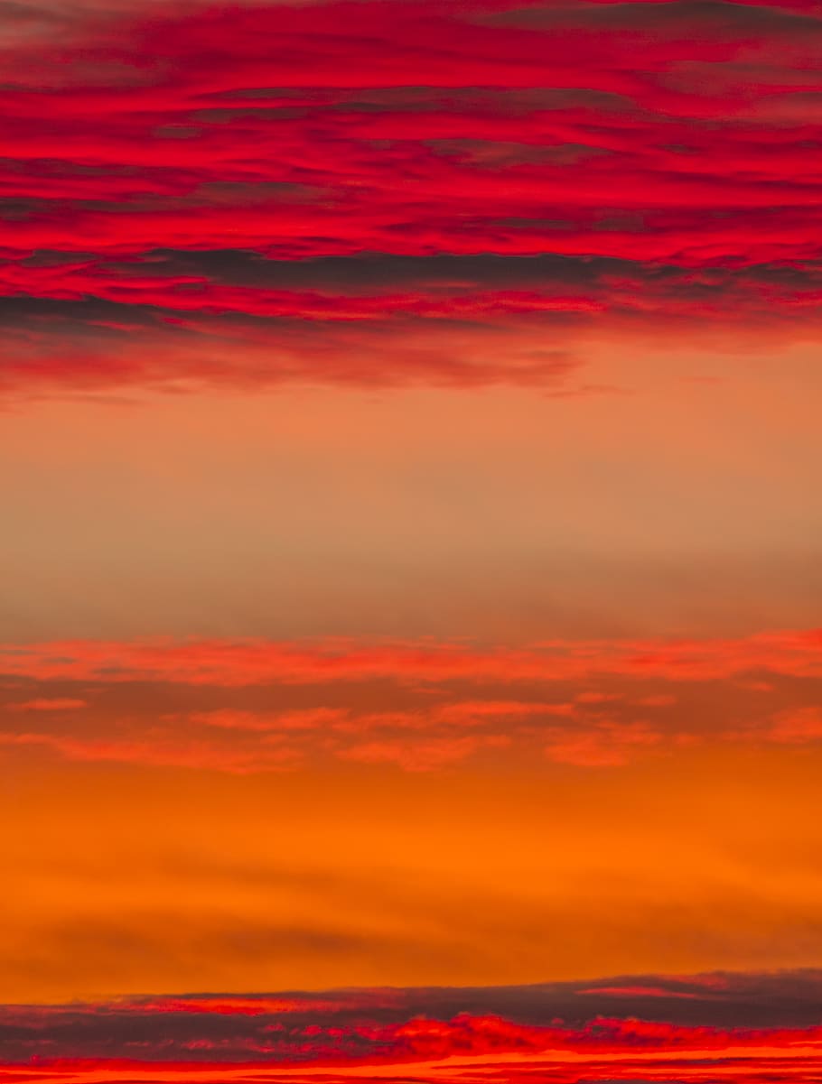 red and orange sky, nature, outdoors, dusk, red sky, dawn, sunrise, HD wallpaper