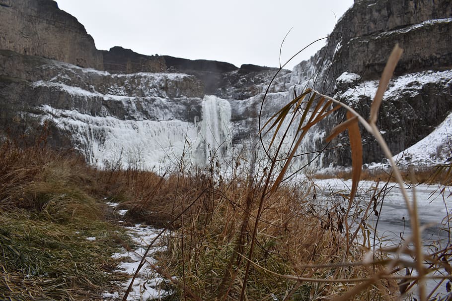 united states, lacrosse, palouse falls state park, frozen, extreme weather
