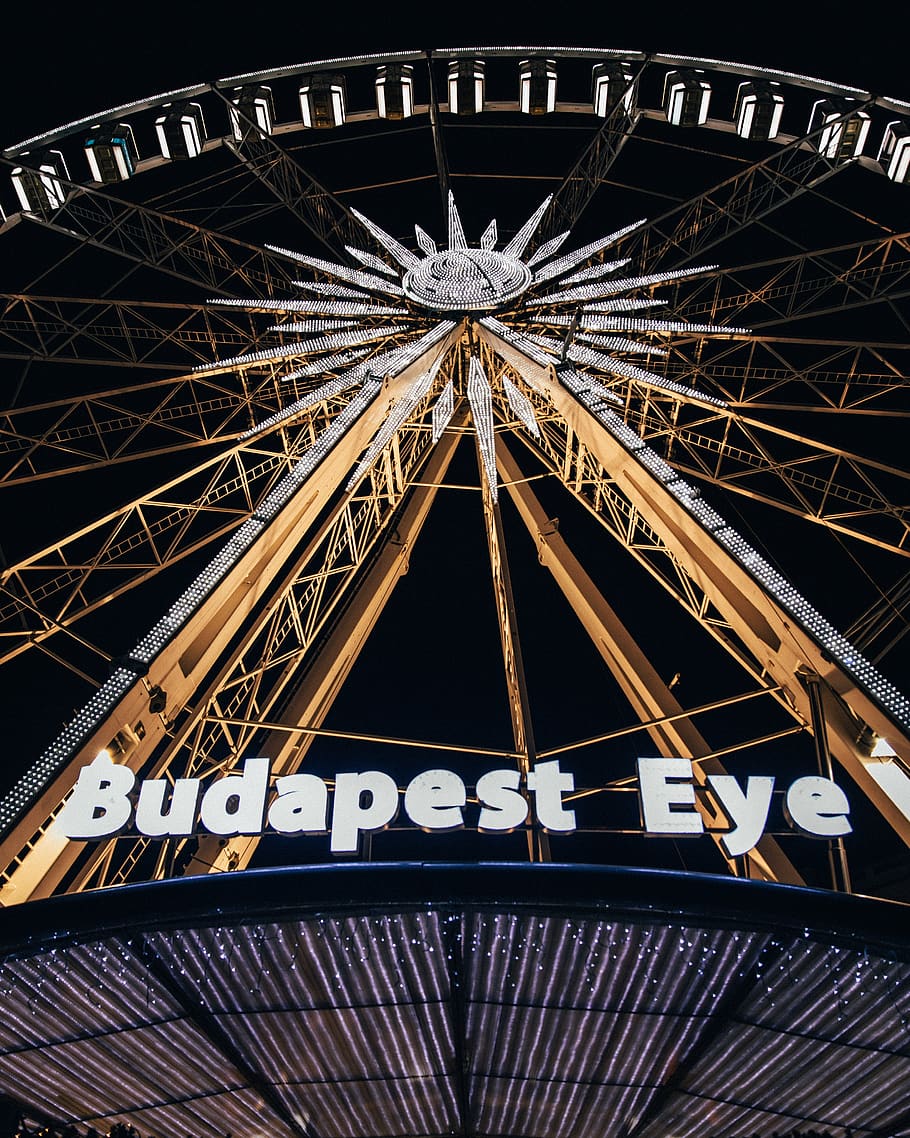 Budapest Eye building during nighttime, cityscape, light, dark HD wallpaper