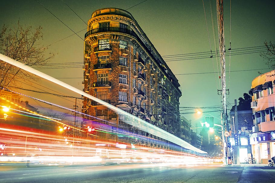 Timelapse Photo of Traffic, architecture, blur, bridge, buildings HD wallpaper