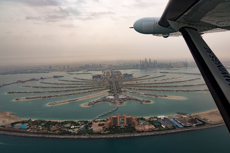 dubai, united arab emirates, palm jumeirah, sea, city, the palm, HD wallpaper