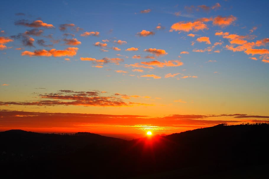 sunset, sky, clouds, nature, evening, beauty in nature, orange color HD wallpaper
