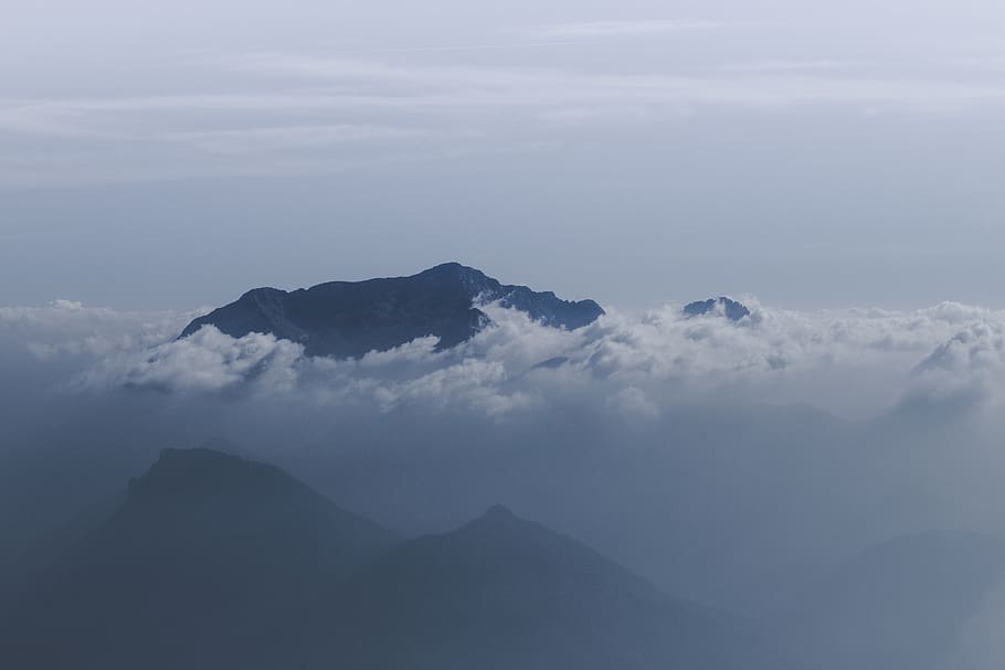 mountain covered with clouds, nature, outdoors, mountain range HD wallpaper