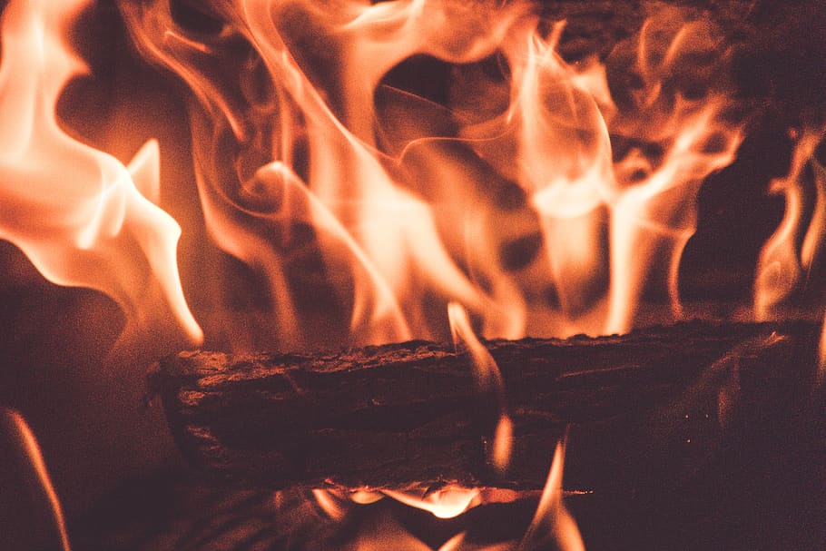wood with flames, burning, fire, fire - natural phenomenon, heat - temperature HD wallpaper