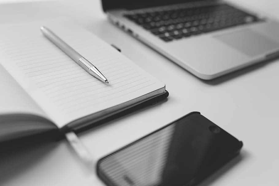 notepad, pen, iphone, smartphone, mobile, macbook, laptop, computer HD wallpaper