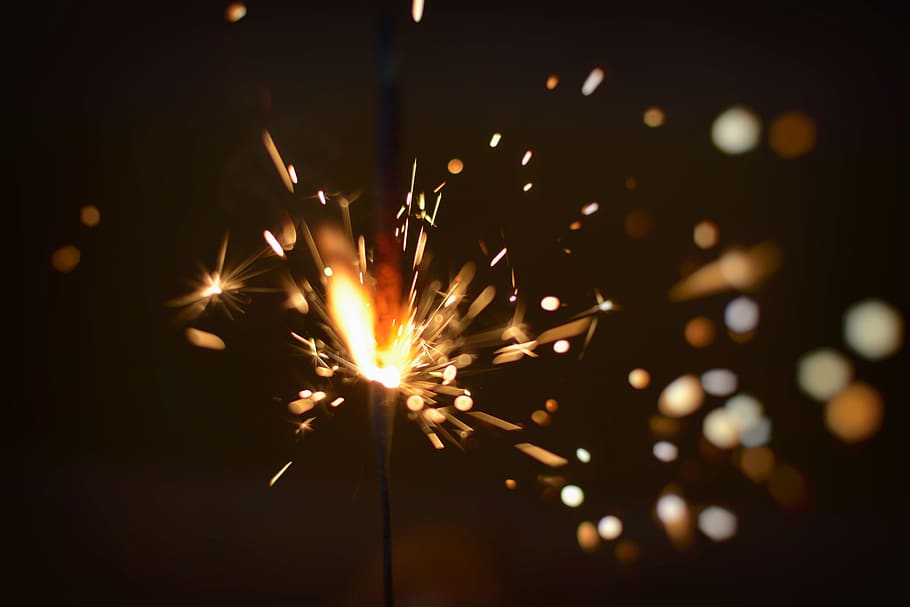 Sparks of Firecracker, bright, celebration, dark, fireworks, flame HD wallpaper
