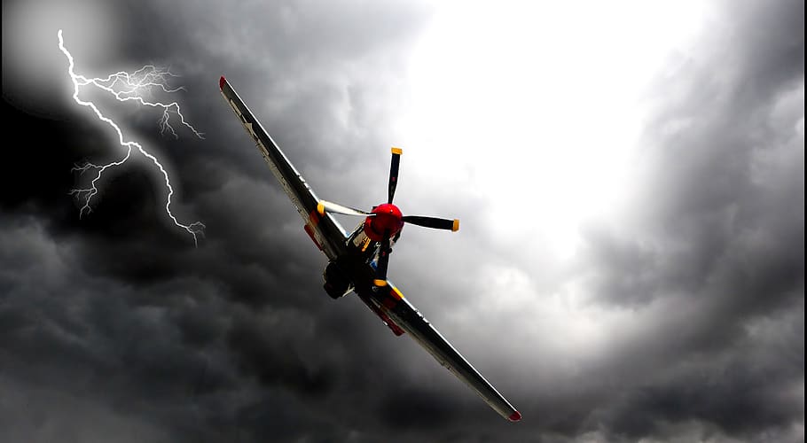 night, aircraft, engine, propeller, storm, flight, aviation HD wallpaper