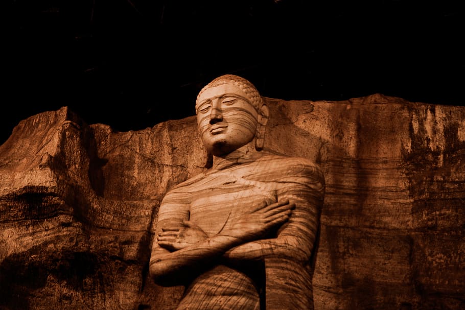 brown buddha sculpture, human representation, art and craft, studio shot HD wallpaper