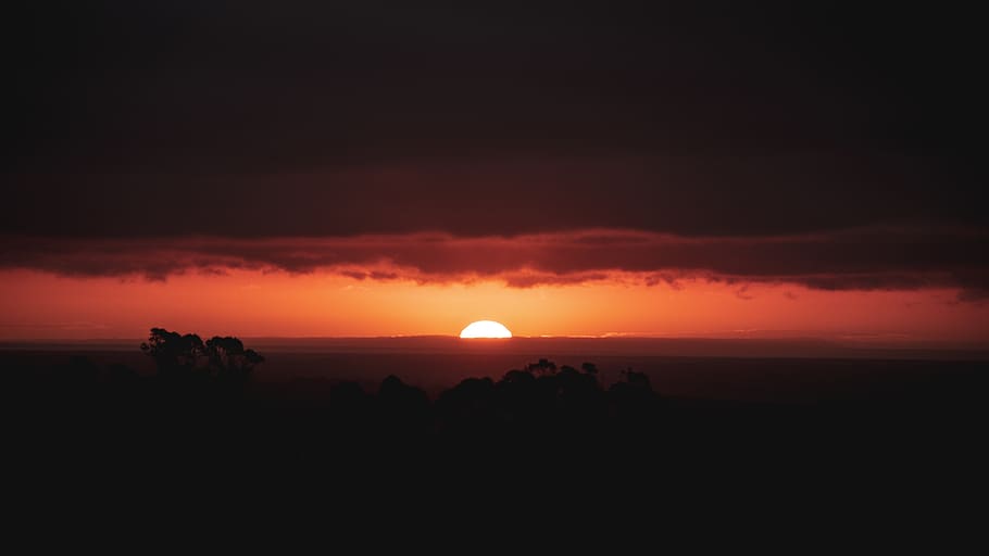 sunset, nature, outdoors, sky, red sky, dusk, dawn, sunlight HD wallpaper