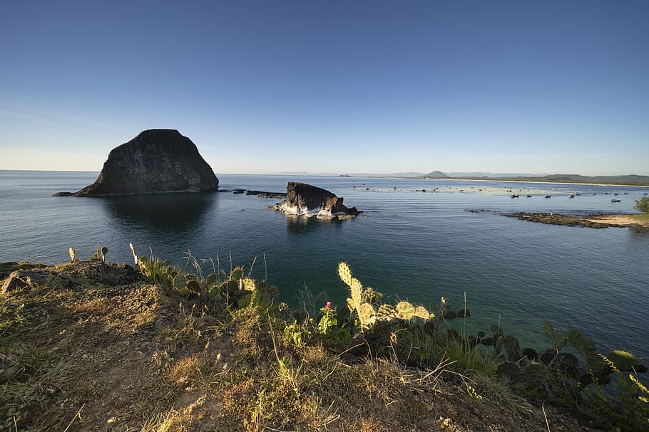 Calm Sea, beach, cliff, island, ocean, outdoors, seascape, seashore HD wallpaper