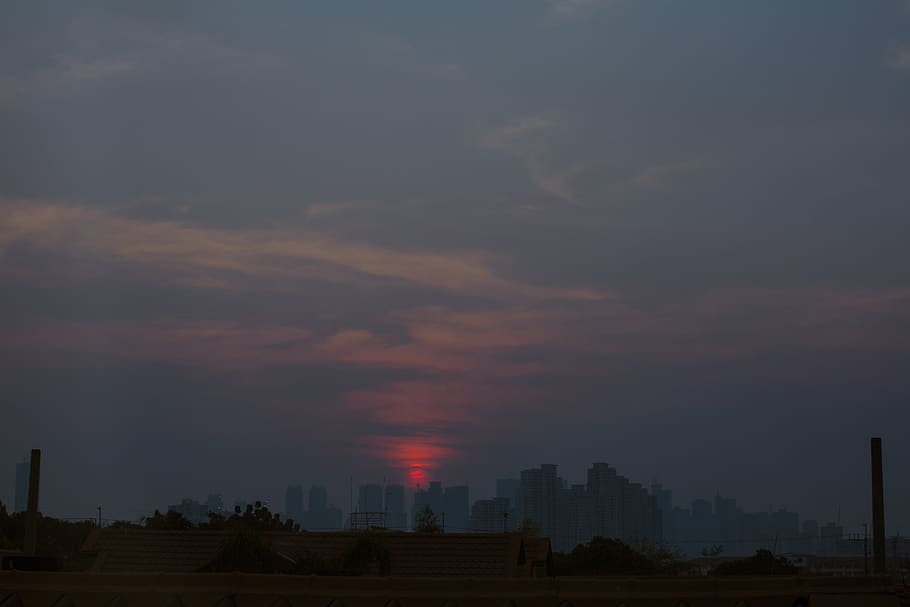 sunset, sky, clouds, landscape, peaceful, mood, nature, twilight, HD wallpaper