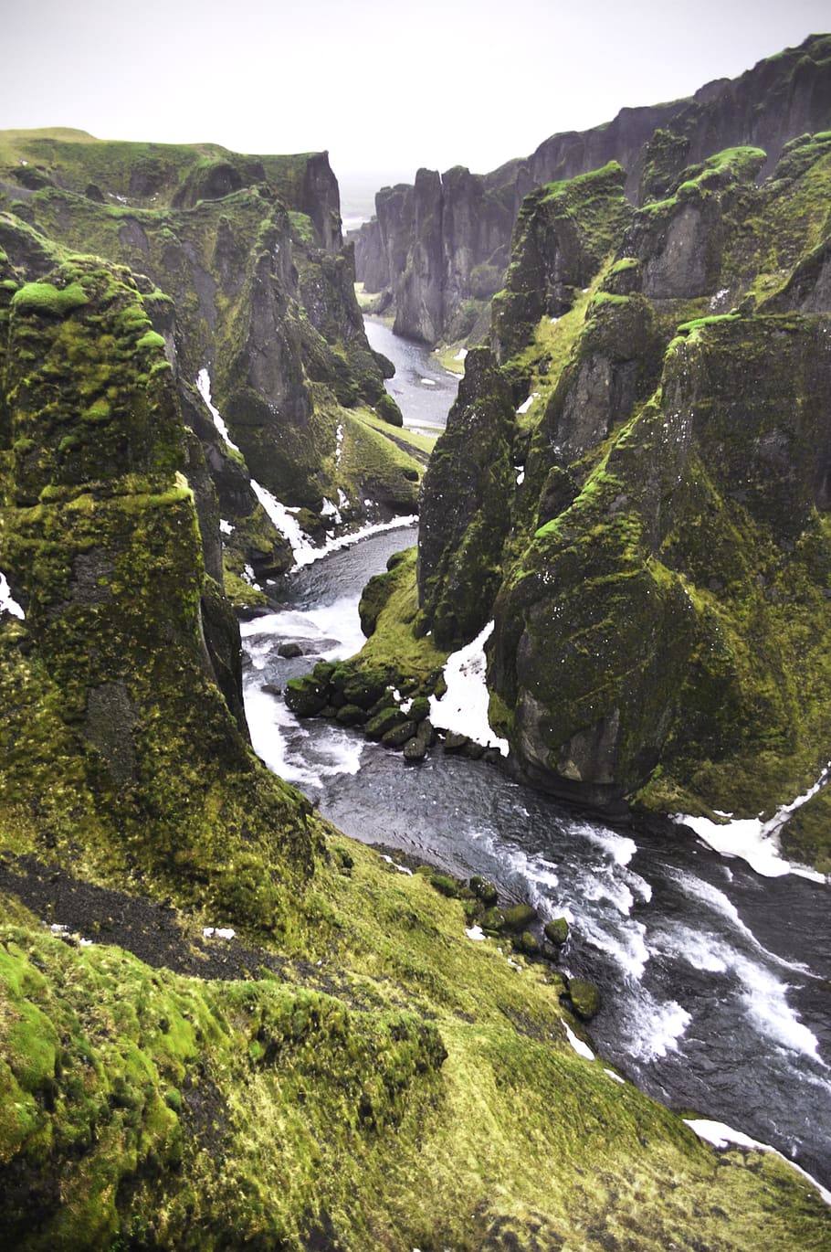 iceland, landscape, waterfall, rock, moss, nature, reef, valley HD wallpaper