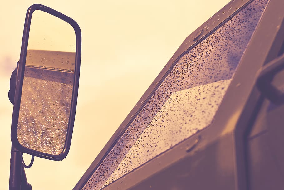 austria, schwechat, reflection, rain, rearview mirror, raindrops HD wallpaper