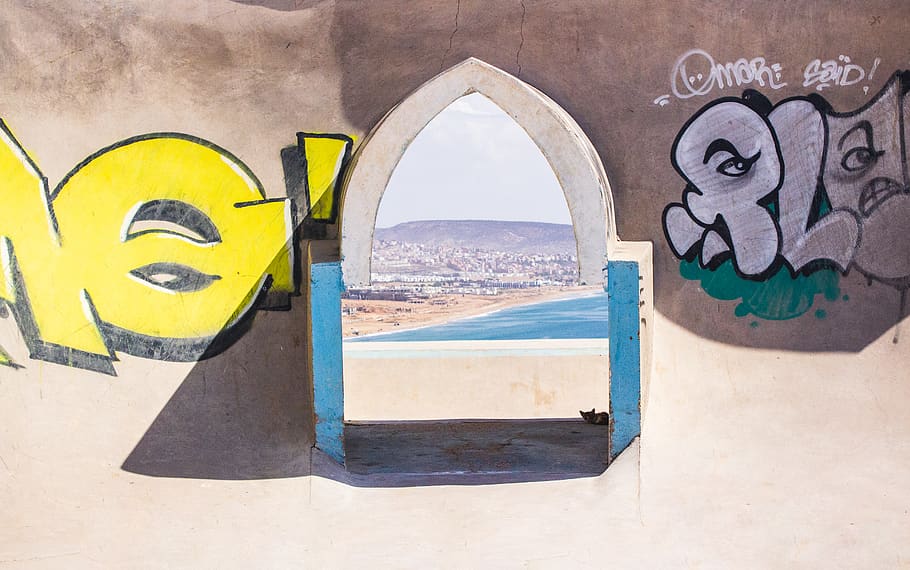 wall mural, poster, collage, taghazout, morocco, bib, label, text HD wallpaper