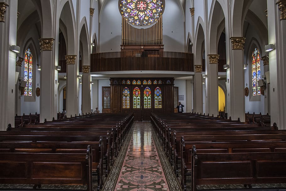 Photo of Church Building, aisle, arches, architecture, catholic HD wallpaper