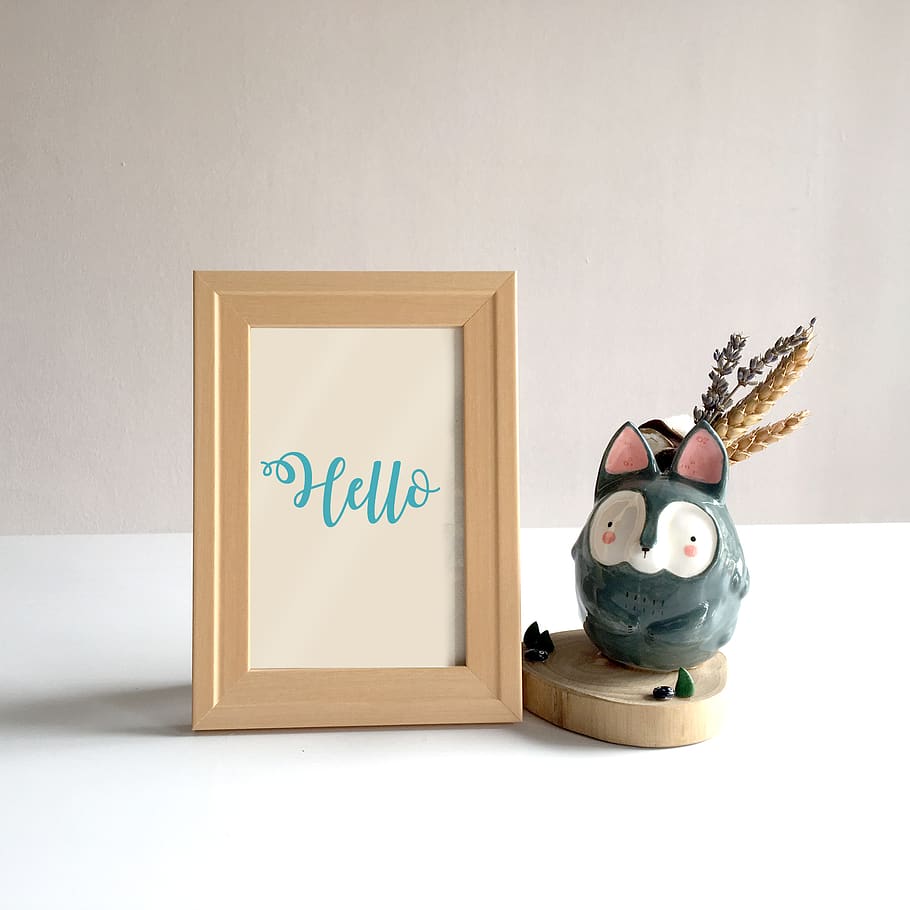 Brown Photo Frame On Top Of White Surface, calligraphy, cute HD wallpaper
