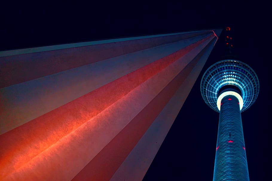 Tower, architecture, blur, building, city, colorful, dark, downtown HD wallpaper