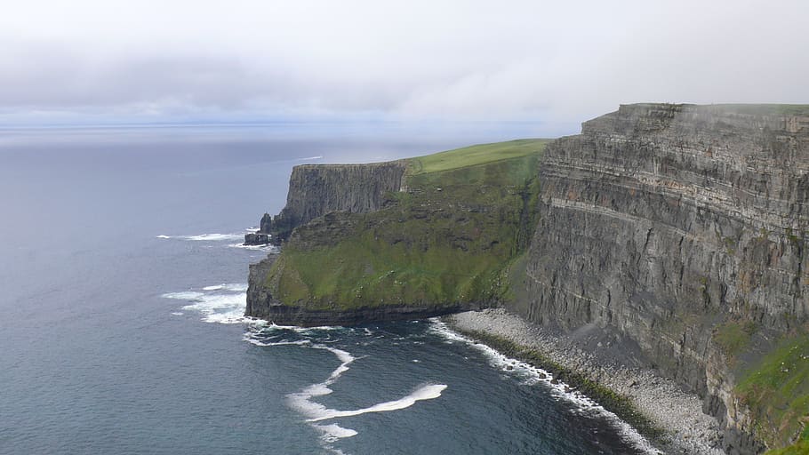 moher, ireland, landscape, cliffs, coast, sea, ocean, rocky coast, HD wallpaper