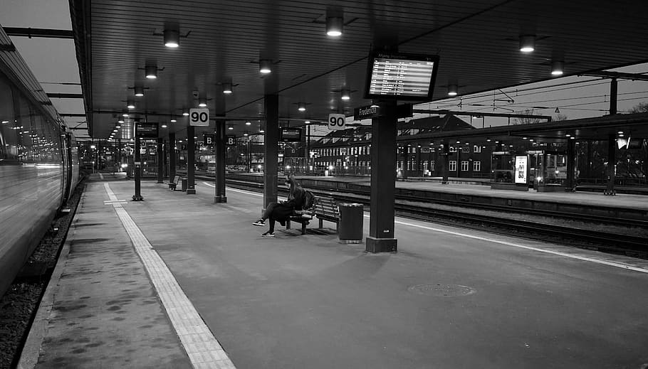 platform, wait, railway station, stop, train, railroad track HD wallpaper