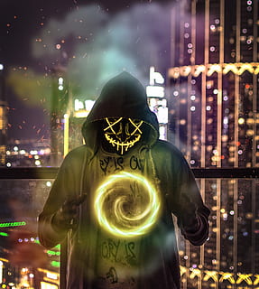 Man Wearing Hoodie Forming Chakra Wallpaper, blur, colored smoke HD wallpaper