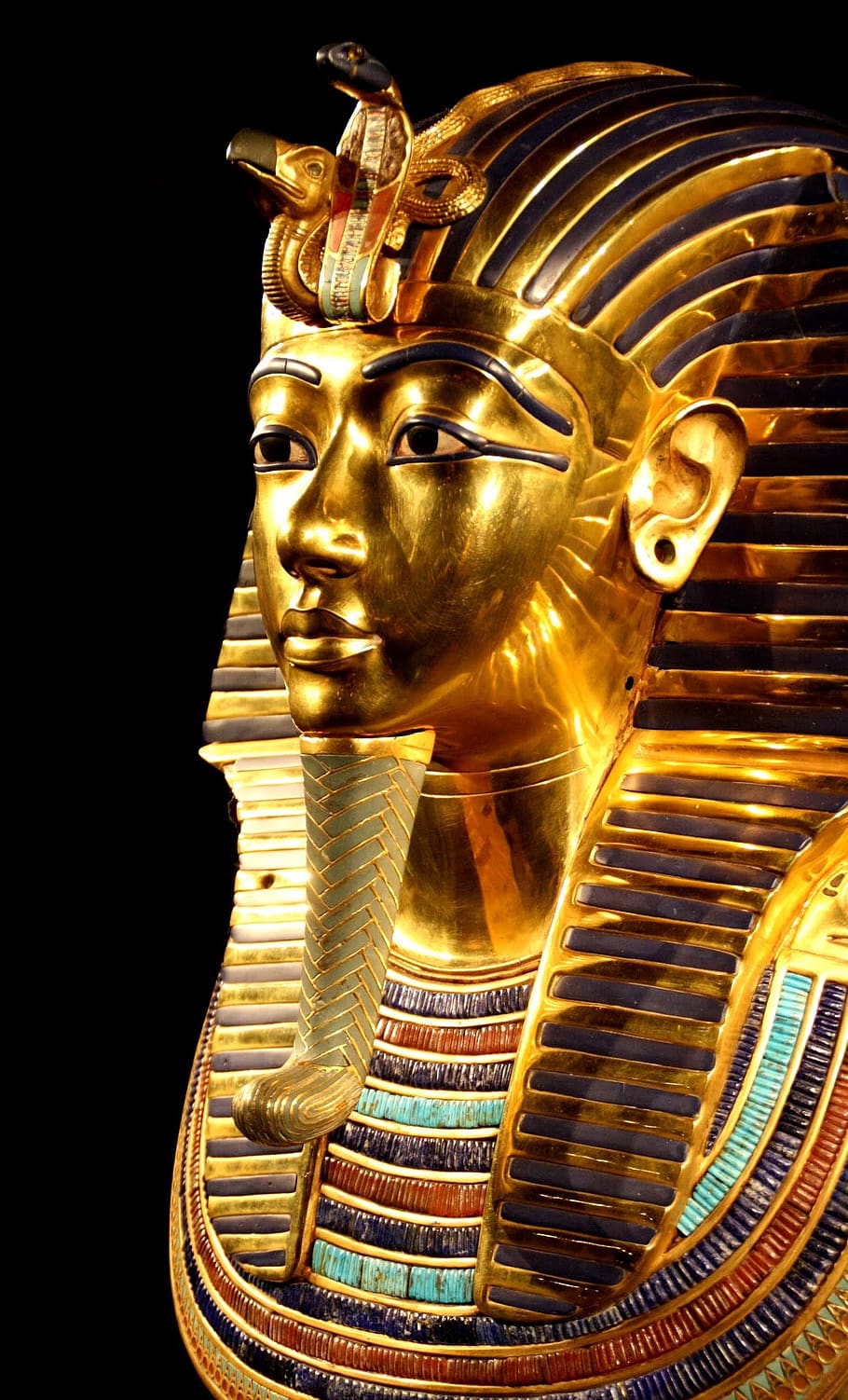 Gold Tutankhamun Statue, ancient, death mask, egypt, gilded, golden