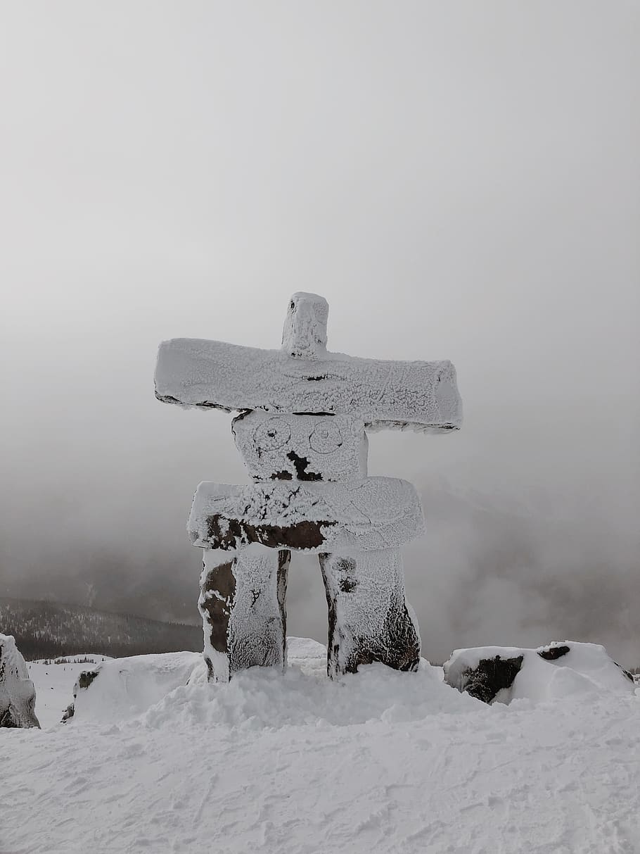 brown cross decor covered with snow, nature, outdoors, winter HD wallpaper