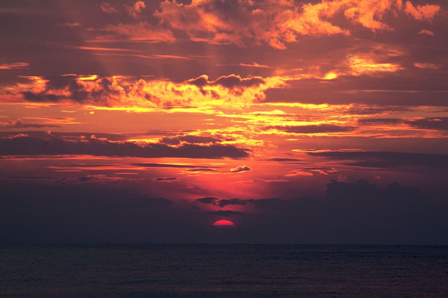 nature, sky, clouds, sun, light, peek, dusk, dawn, sunrise HD wallpaper
