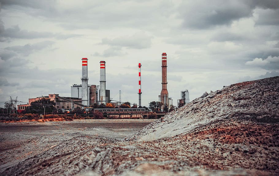 chimneys, power station, the industry, pollution, technology, HD wallpaper