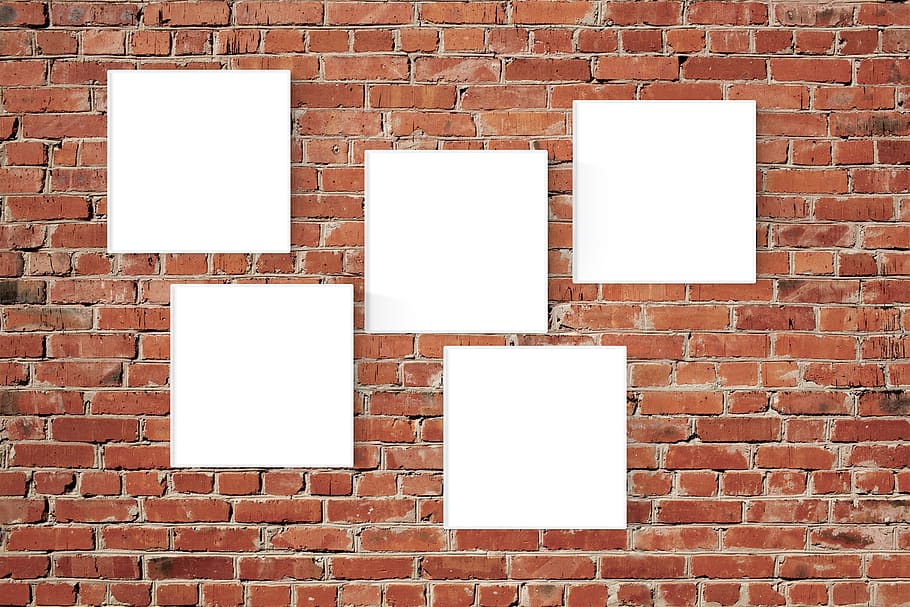 poster, frame, wall, brick, brick wall, blank, wall - building feature HD wallpaper