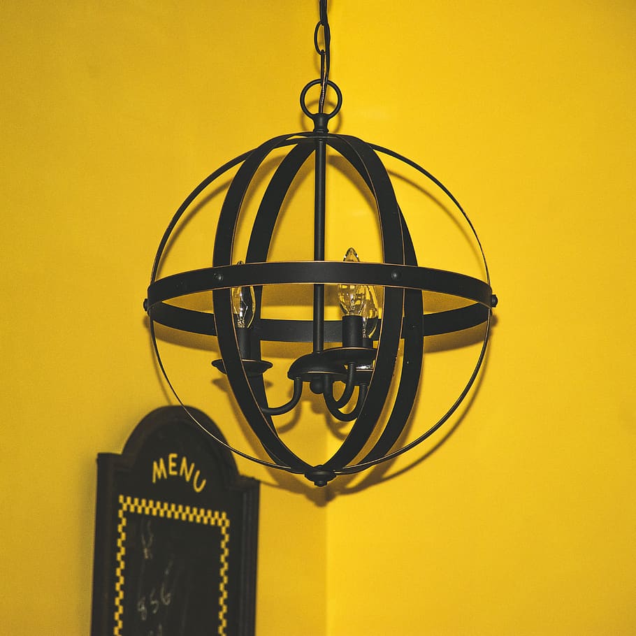 Black Pendant Lamp, ancient, antique, art, bright, decor, design, HD wallpaper