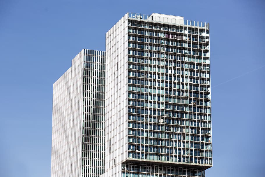 two white tall buildings, housing, architecture, netherlands HD wallpaper
