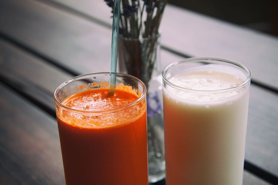 Fresh juice and kefir, background, base, bio, blanc, blended HD wallpaper