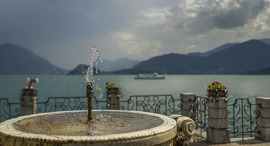source, water, drink, sky, drops, blue, lake, landscape, nature HD wallpaper