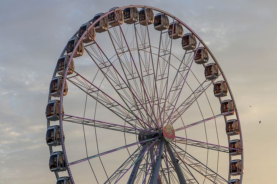 ferris, wheel, fair, fun, colorful, attraction, amusement, ferris wheel HD wallpaper