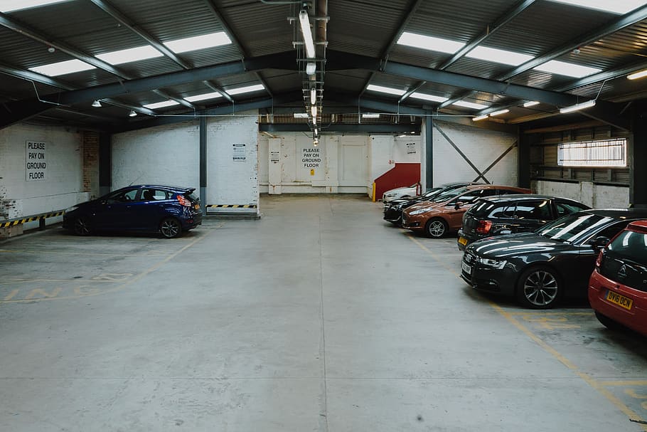 assorted cars, parking, vehicle, parking lot, warehouse, coupe HD wallpaper