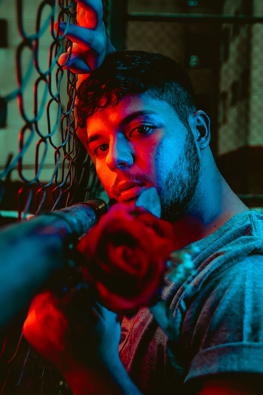 Man Holding Rose, 20-25 years old man, black hair, brazilian man