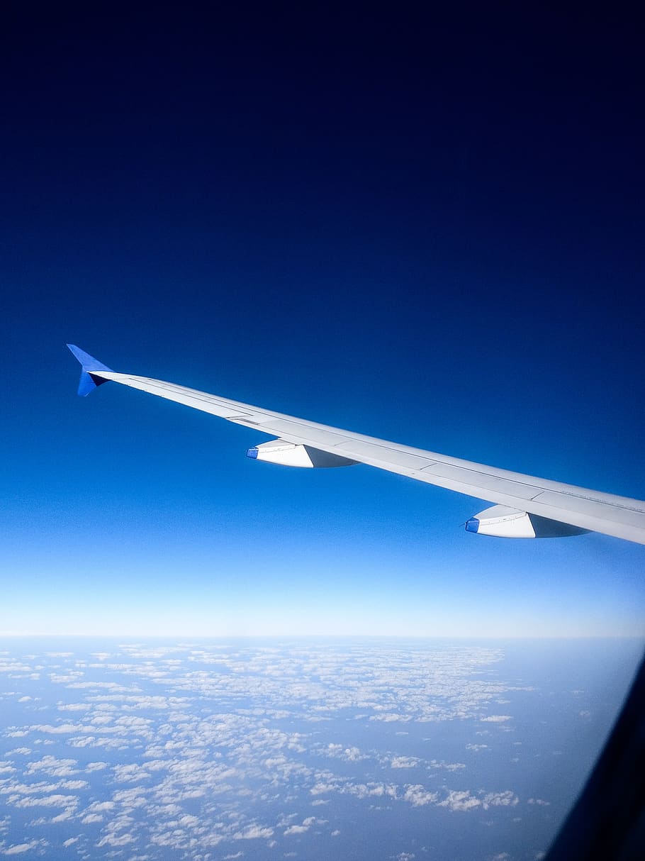 flight, color, sky, blue, clouds, flying, air vehicle, airplane HD wallpaper