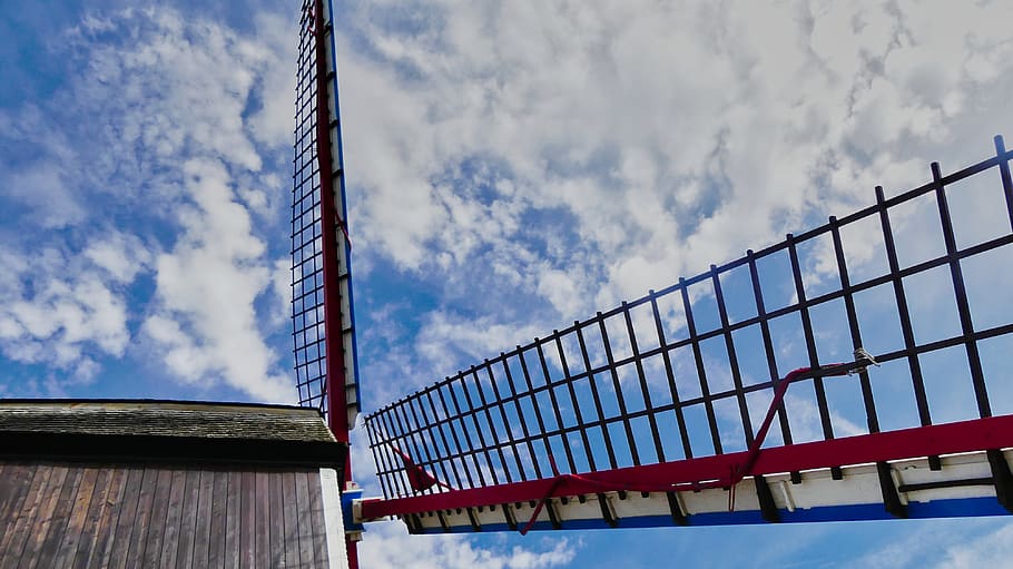 mill, wicks, air, blue, sky, cloud - sky, built structure, architecture HD wallpaper