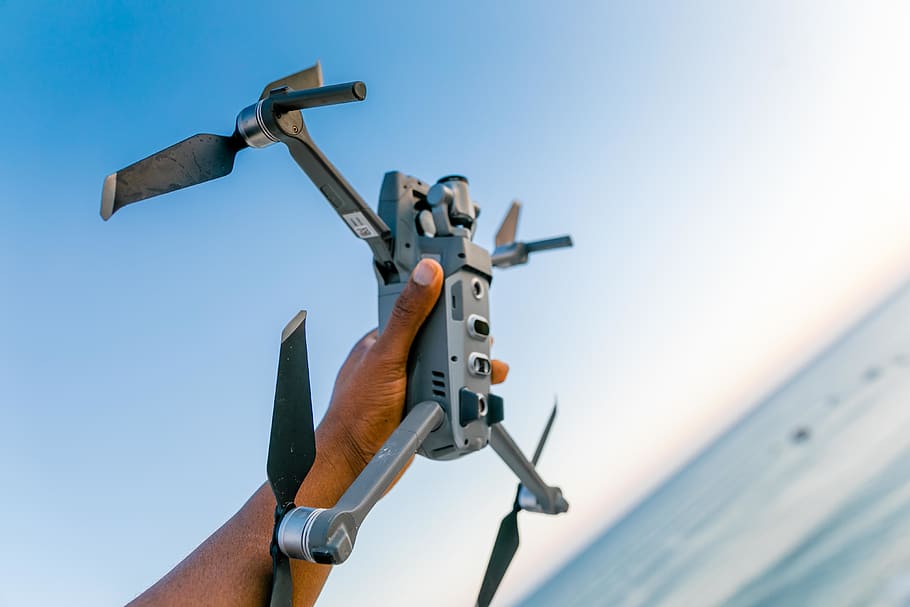 Shallow Focus Photo of Person Holding Gray Quadcopter Drone, camera, HD wallpaper