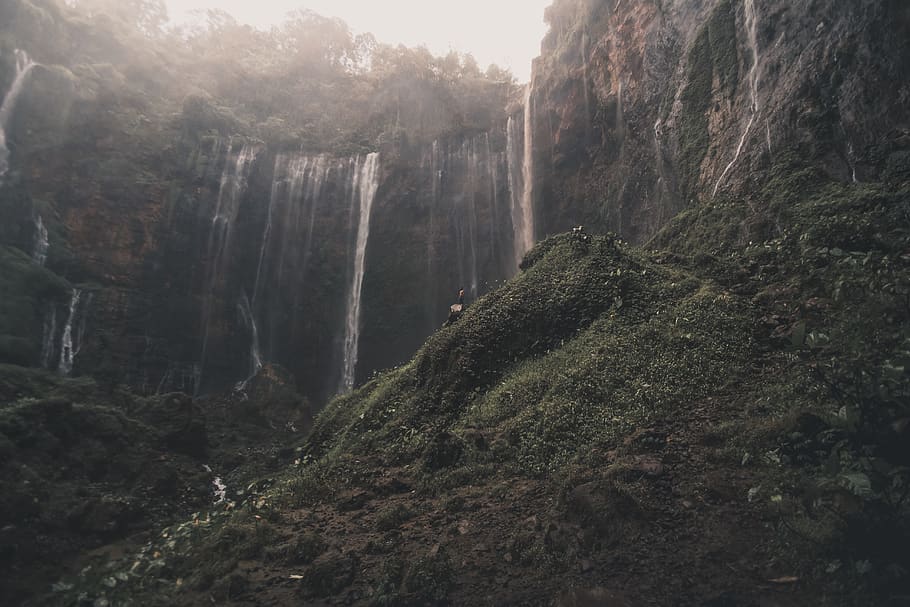 nature, outdoors, water, river, cliff, tumpak sewu waterfall, HD wallpaper
