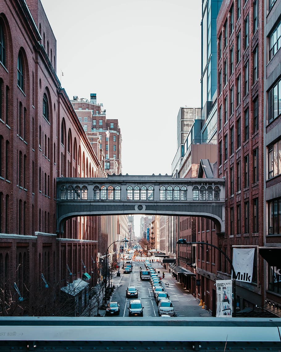 White Concrete Walk Bridge, architecture, buildings, business HD wallpaper