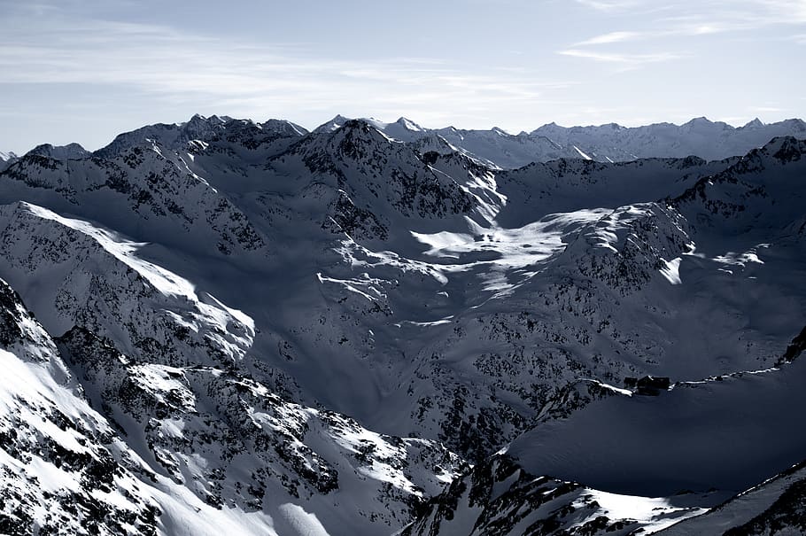 mountains with snow, nature, outdoors, mountain range, peak, ice, HD wallpaper