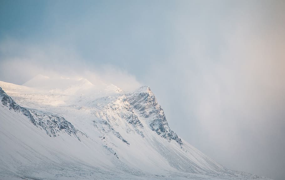 snow covered mountain, outdoors, nature, ice, mountain range HD wallpaper