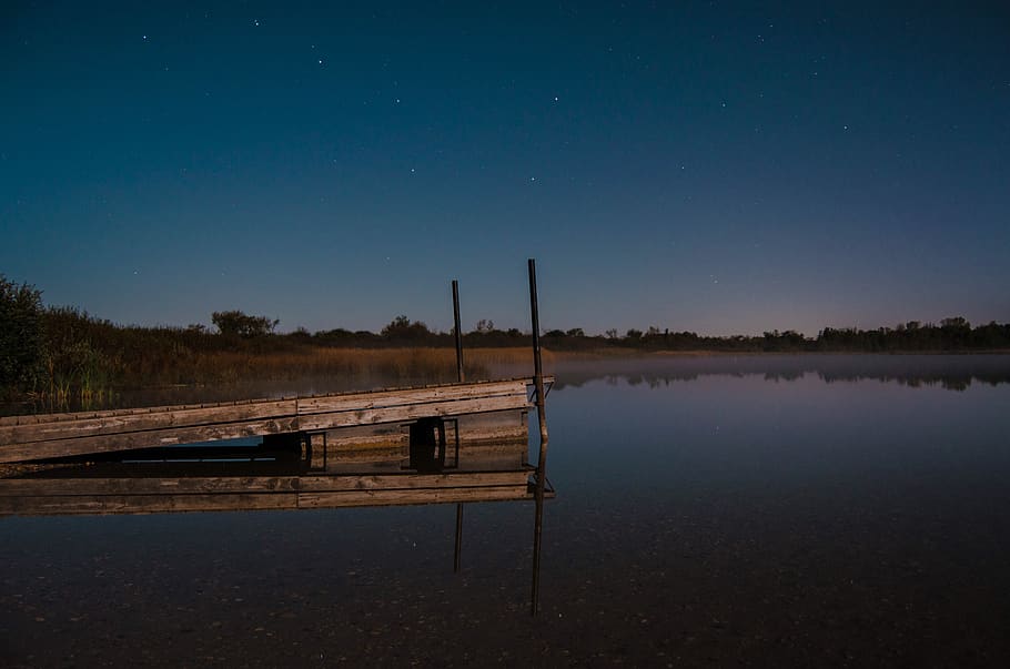 united states, dousman, ottawa lake recreation area, sky, night, HD wallpaper