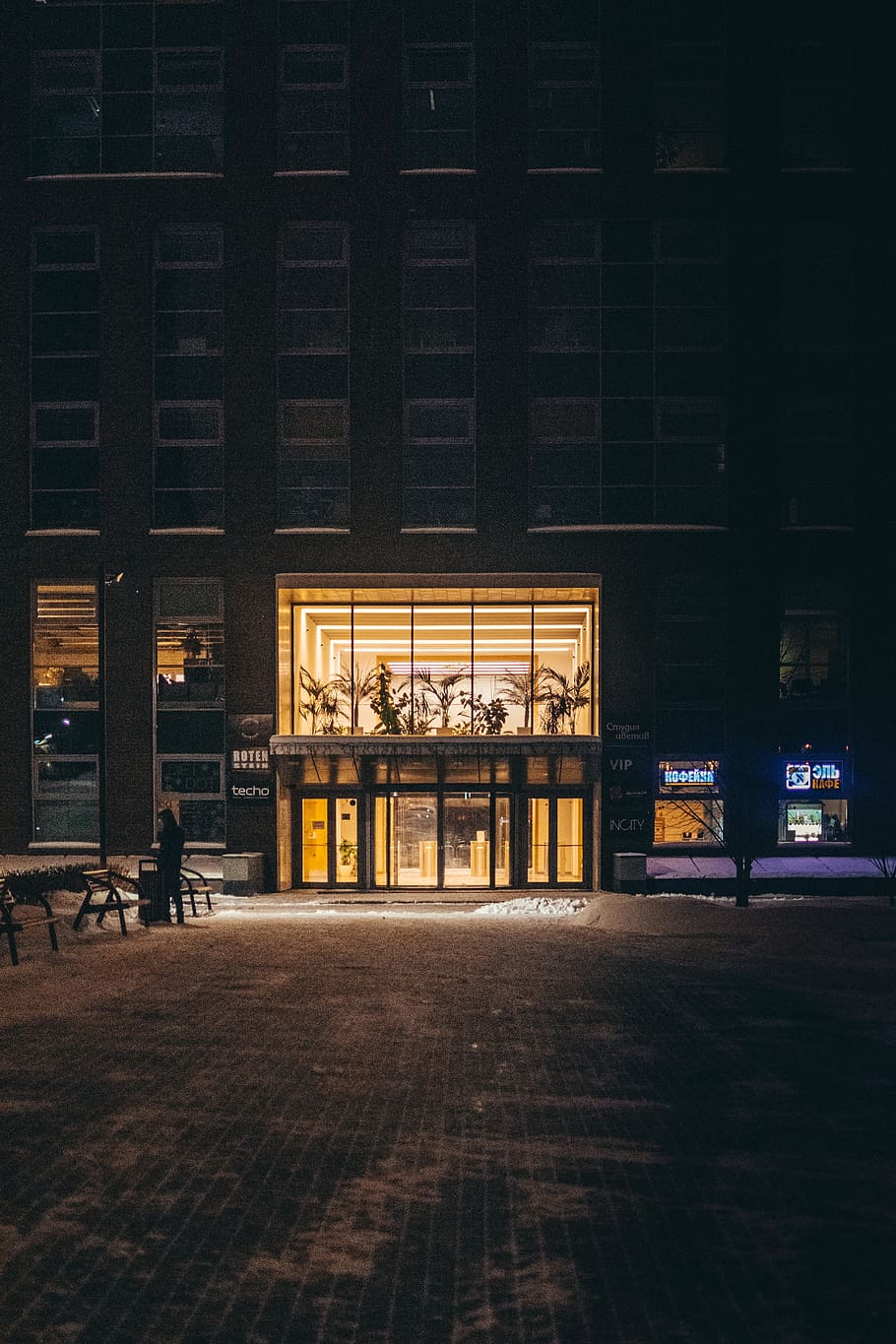 multi-storey building during night time, lighting, flooring, person HD wallpaper